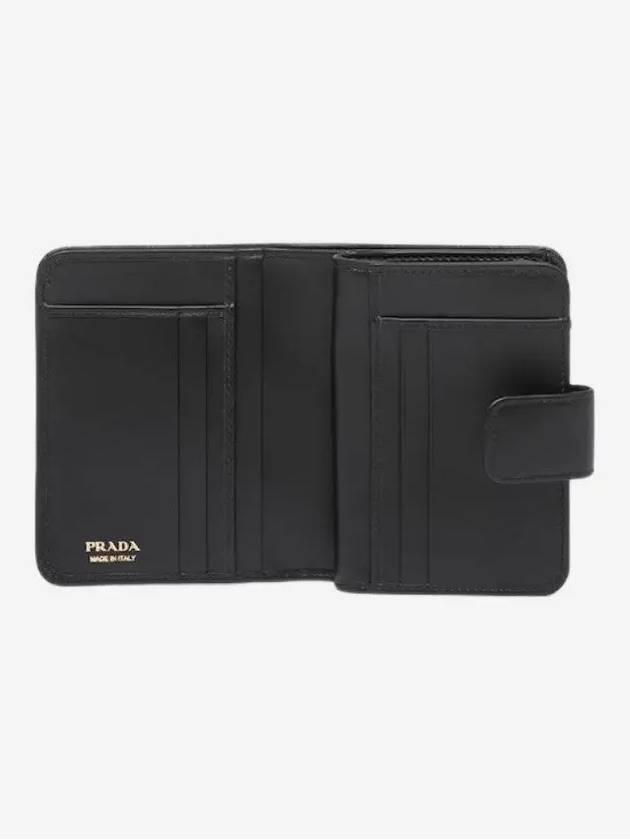 Triangle Logo Leather Half Wallet Black - PRADA - BALAAN 3