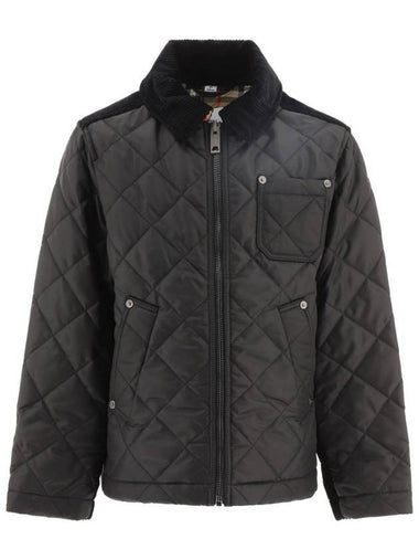 Corduroy Collar Diamond Quilted Jacket Black - BURBERRY - BALAAN 1