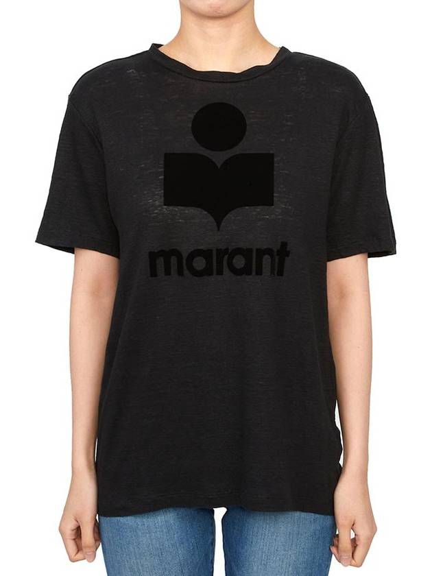 24 ss Linen T-shirt WITH Flock Logo TS0001FBA1N09E01BK B0650983016 - ISABEL MARANT ETOILE - BALAAN 2