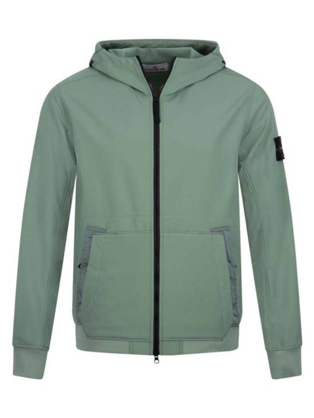 Men's Wappen Patch Softshell Zip Up Hoodie Green - STONE ISLAND - BALAAN 2