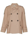 DTrench Double Breasted Button Cotton Trench Coat Beige - MAX MARA - BALAAN 3