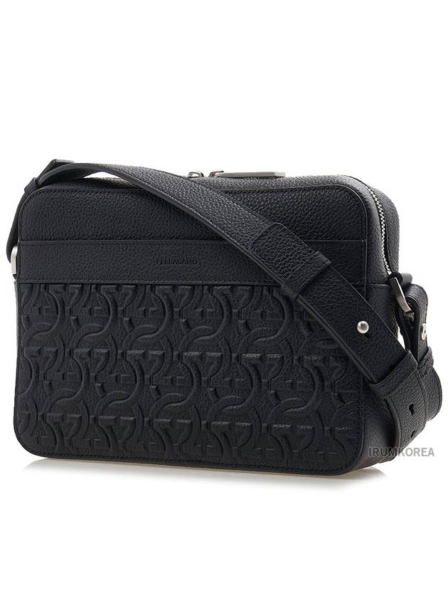 Embossed Gancini Pattern Cross Bag Black - SALVATORE FERRAGAMO - BALAAN 3