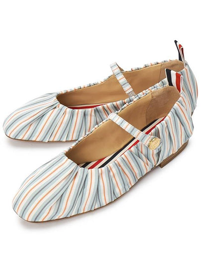 Striped Pattern Silk Ballerina Flat Shoes - THOM BROWNE - BALAAN 2