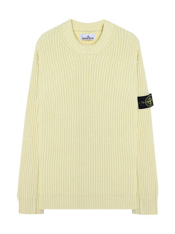 Full Rib Wool Knit Top Cream - STONE ISLAND - BALAAN 1