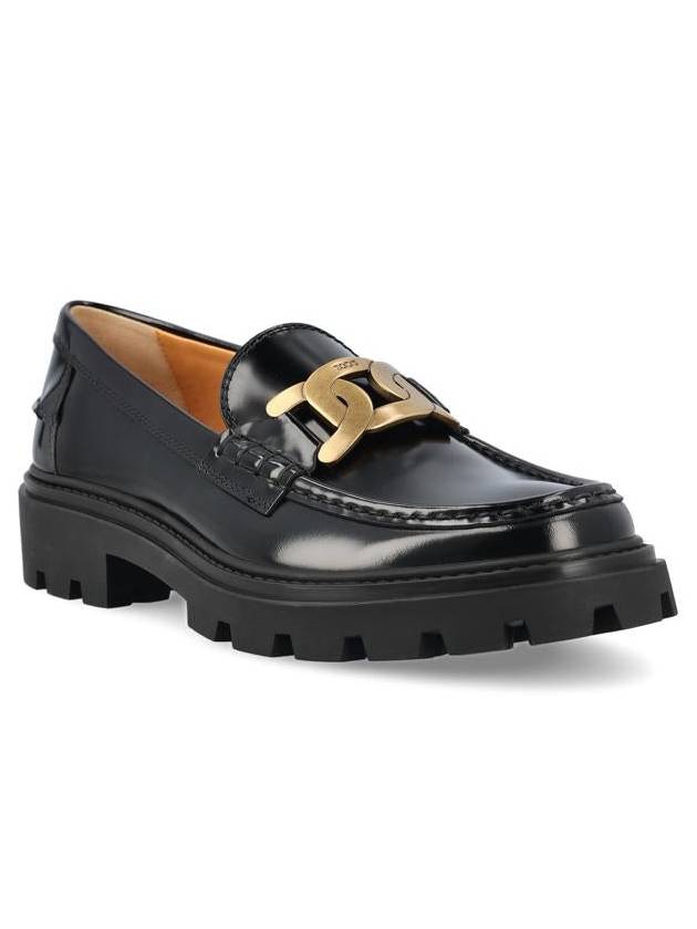 Women's Kate Metal Chain Leather Loafers Black - TOD'S - BALAAN 3