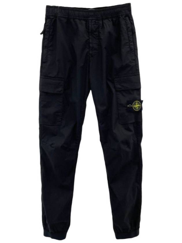 Stretch Cotton Tela Paracadute Cargo Straight Pants Black - STONE ISLAND - BALAAN 2