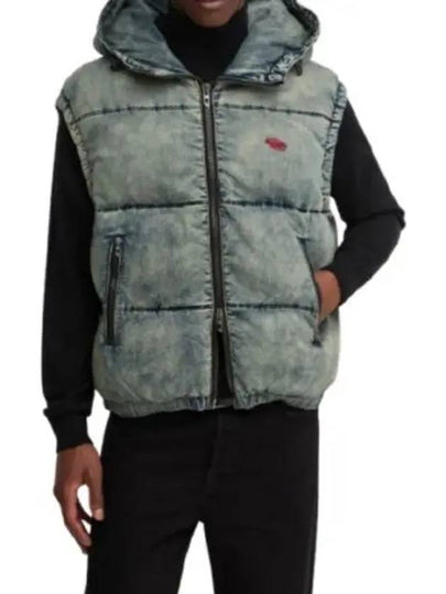 W Mons SL Faded Denim Padding Vest Blue - DIESEL - BALAAN 2