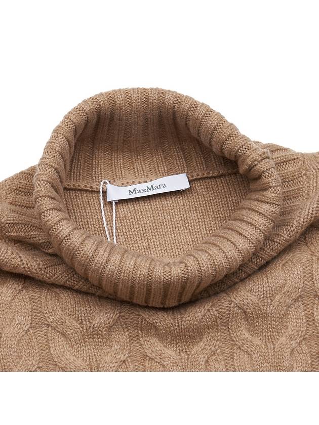 Women's Okra Cable Cashmere Turtleneck Beige - MAX MARA - BALAAN 5