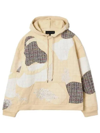 M Tweed Patchwork Hooded Sweatshirt Cream T shirt - WHO DECIDES WAR - BALAAN 1