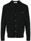 ORB Logo V-Neck Cardigan Black - VIVIENNE WESTWOOD - BALAAN 2