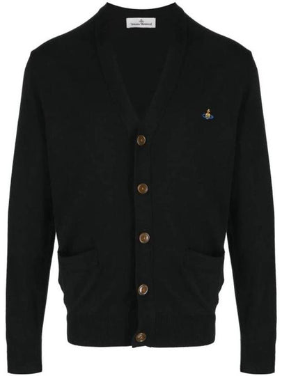 ORB Logo V-Neck Cardigan Black - VIVIENNE WESTWOOD - BALAAN 2