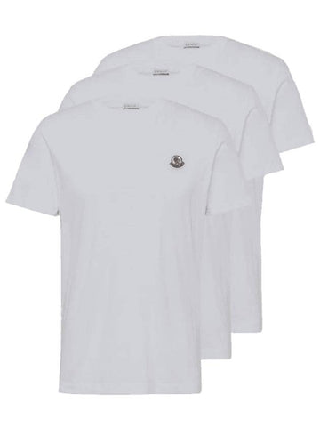 Logo Patch Cotton Short Sleeve T-Shirt 3 Pack Set White - MONCLER - BALAAN 1