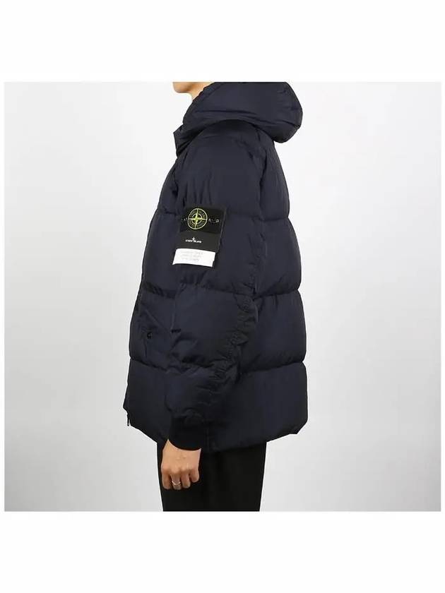 Garment Dyed Crinkle Reps Recycled Nylon Hoodie Padding Navy - STONE ISLAND - BALAAN 4