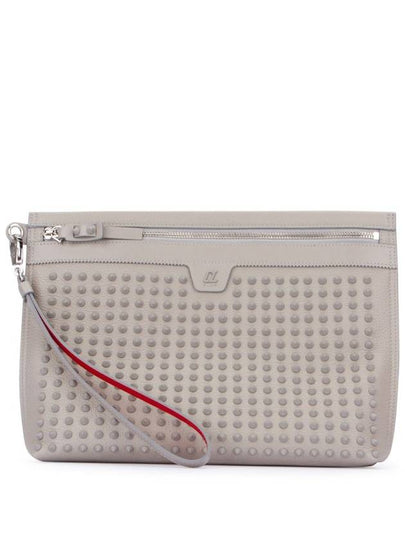 Spike Leather Clutch Bag White - CHRISTIAN LOUBOUTIN - BALAAN 2