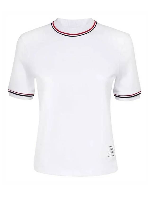 RWB Stripe Cotton Short Sleeve T-Shirt White - THOM BROWNE - BALAAN 2