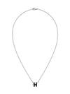 Mini Pop H Pendant Necklace Palladium Noir Silver - HERMES - BALAAN 1