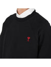 Sweatshirt Black Overfit Red Heart Logo Embroidery Long Sleeve Men Women - AMI - BALAAN 4