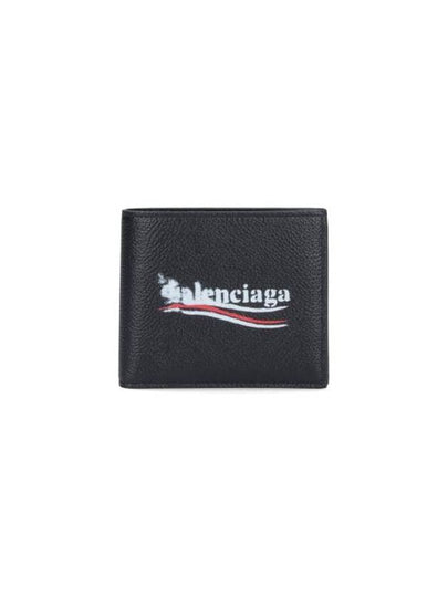 Logo Print Leather Half Wallet Black - BALENCIAGA - BALAAN 2