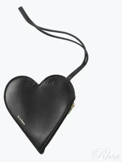 Embossed Logo Heart Stamp Calfskin Pouch Bag Black - JIL SANDER - BALAAN 2