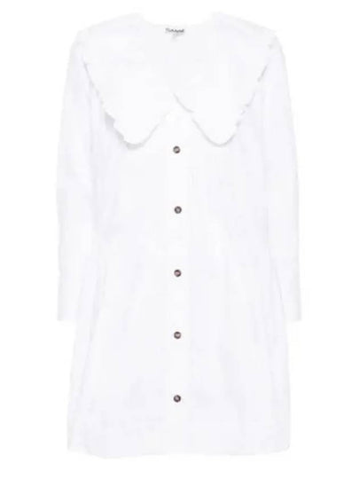 Poplin Cotton Short Dress White - GANNI - BALAAN 2