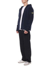 Geelong Wool Hooded Knit Cardigan Navy - STONE ISLAND - BALAAN 3