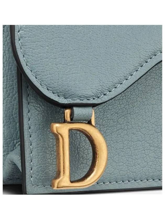 Saddle Bloom Goatskin Flap Card Wallet Cloud Blue - DIOR - BALAAN 6