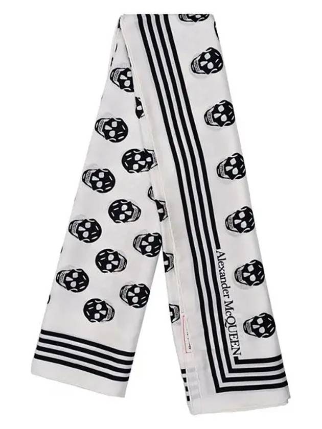 Biker Skull Print Muffler White - ALEXANDER MCQUEEN - BALAAN.