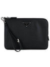 Small Saffiano Leather Pouch Black - PRADA - BALAAN 2