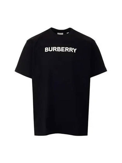 Logo Print Cotton Oversized Short Sleeve T-Shirt Black - BURBERRY - BALAAN 2