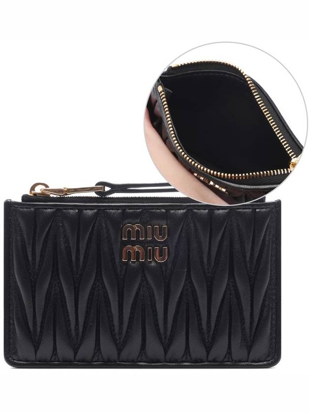 Matelasse Leather Envelope Card Wallet Black - MIU MIU - BALAAN 2