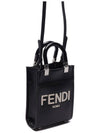 Sunshine Logo Shopper Leather Mini Bag Black - FENDI - BALAAN 4