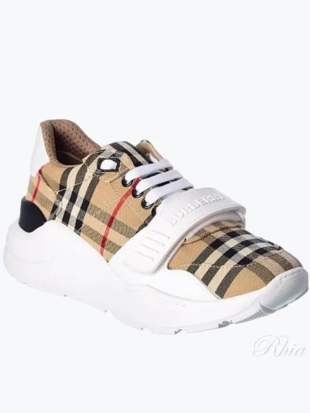 Vintage Check And Leather Sneakers White Archive Beige - BURBERRY - BALAAN 2