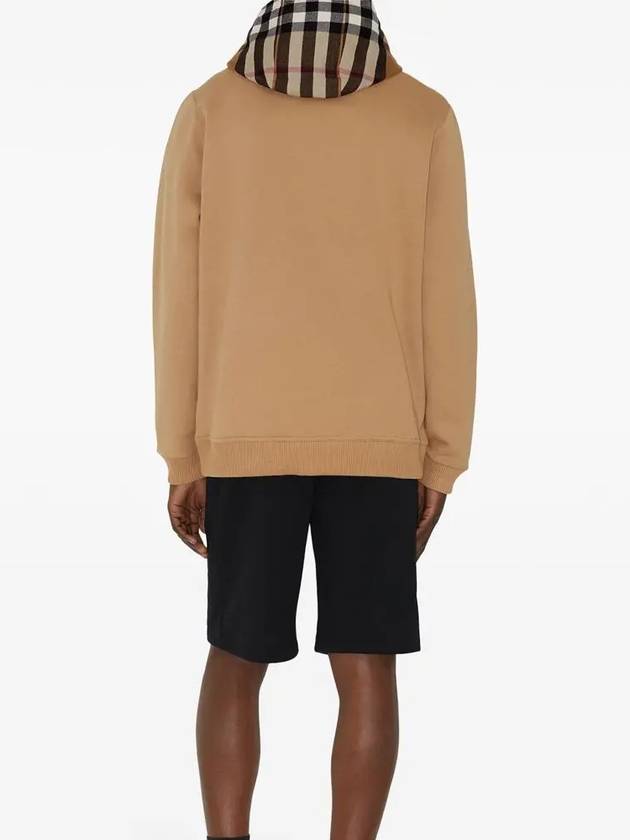 Check Cotton Blend Hoodie Camel Beige - BURBERRY - BALAAN 5