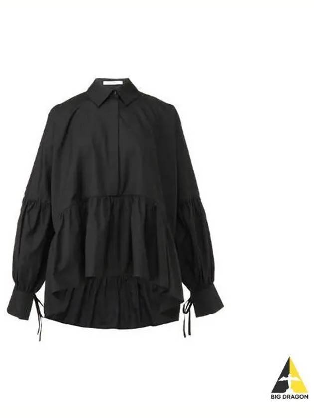 Ruffle long sleeve shirt black EDI0005 - CECILIE BAHNSEN - BALAAN 1