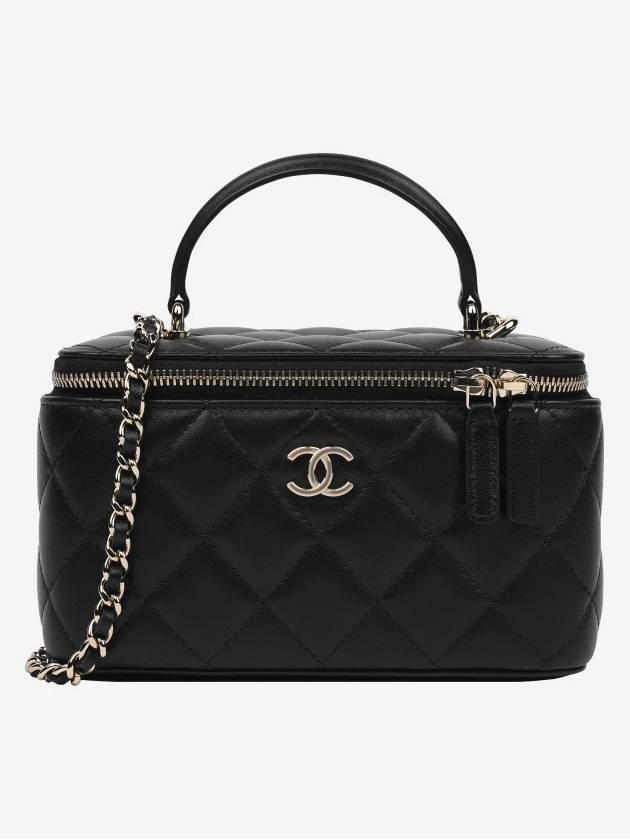 Gold Hardware Chain Lambskin Cosmetic Cross Bag Black - CHANEL - BALAAN 2