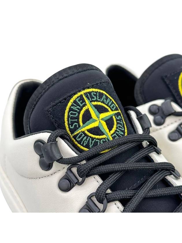 S0101 Logo Lace-Up Leather Low Top Sneakers White - STONE ISLAND - BALAAN 4