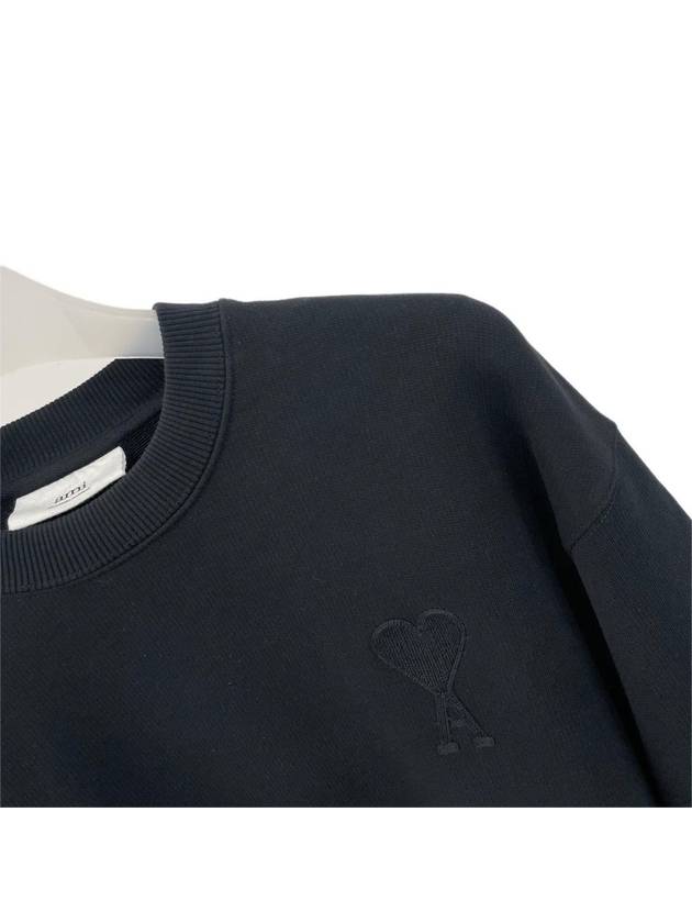 Tone On Tone Big Heart Logo Sweatshirt Black - AMI - BALAAN 3