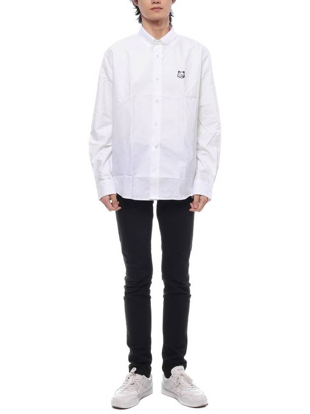 Contour Fox Head Casual Long Sleeve Shirt White - MAISON KITSUNE - BALAAN 4