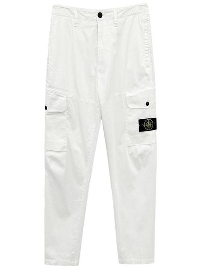 Regular Fit Cargo Cotton Straight Pants White - STONE ISLAND - BALAAN 2