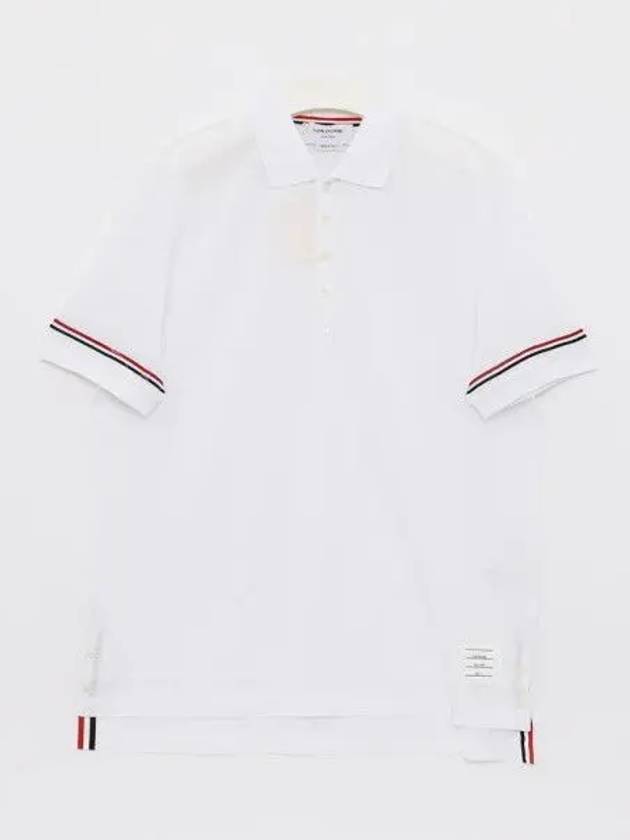 Lightweight Cotton Short Sleeve Polo Shirt White - THOM BROWNE - BALAAN 2