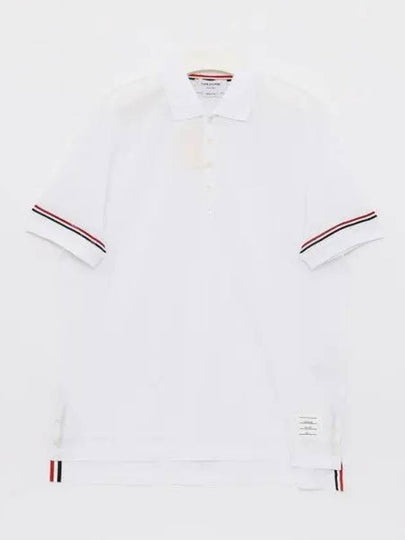 Lightweight Cotton Short Sleeve Polo Shirt White - THOM BROWNE - BALAAN 2