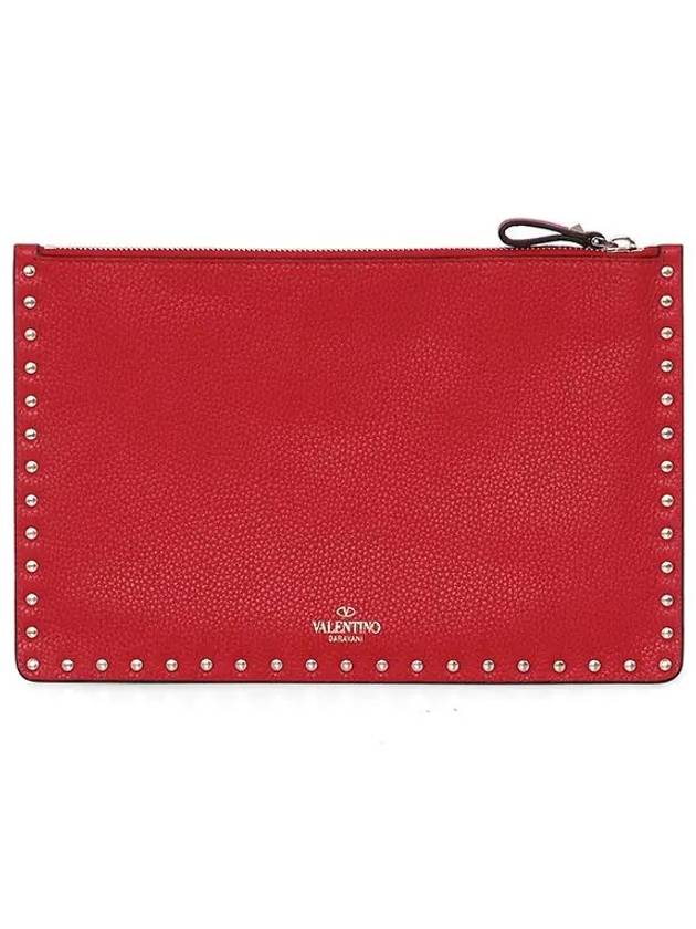 Rockstud Stampa Alce Clutch Bag Red - VALENTINO - BALAAN 6