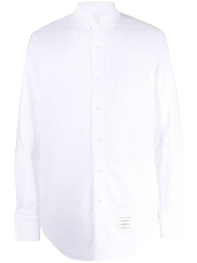 Men's Logo Patch Cotton Long Sleeve Shirt White - THOM BROWNE - BALAAN 1