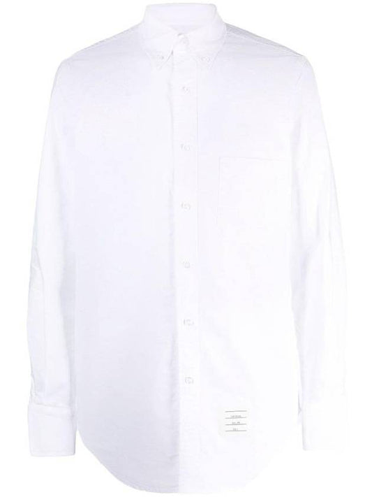 Men's Logo Patch Cotton Long Sleeve Shirt White - THOM BROWNE - BALAAN 1