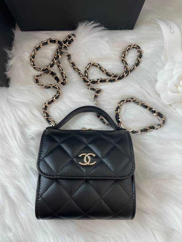 Women's Gold Vanity Retro Lambskin Chain Mini Bag Black - CHANEL - BALAAN 9