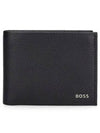 Logo Lettering Leather Half Wallet Black - HUGO BOSS - BALAAN 1