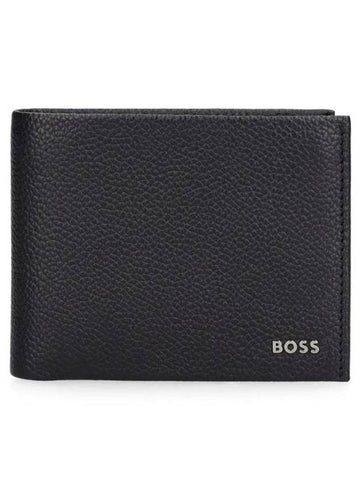 Logo Lettering Leather Half Wallet Black - HUGO BOSS - BALAAN 1