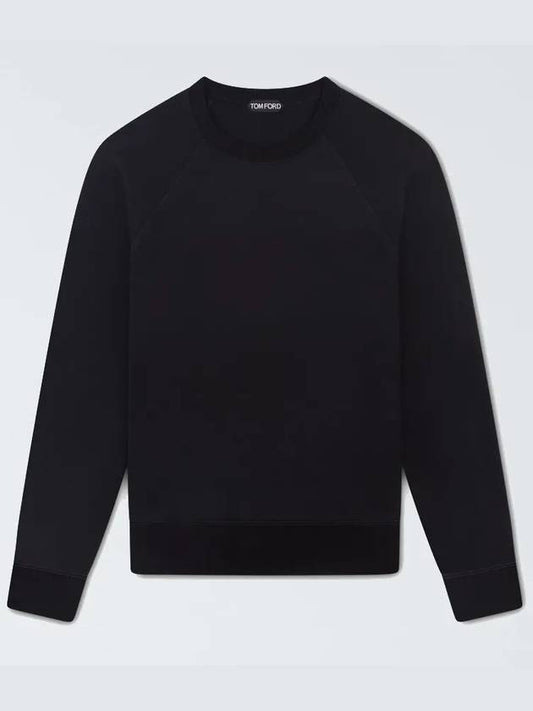 Men's Soft Cotton Crew Sweatshirt Black - TOM FORD - BALAAN 2