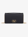 V Logo Signature Grainy Calfskin Chain Shoulder Bag Black - VALENTINO - BALAAN 2