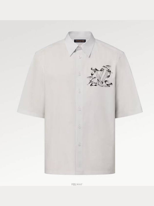 1ABY2W Printed Short Sleeved Cotton Shirt - LOUIS VUITTON - BALAAN 2